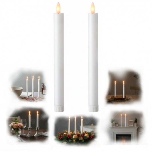 Set 2 buc lumanari cu LED, flacara realista palpaitoare, 26x2 cm