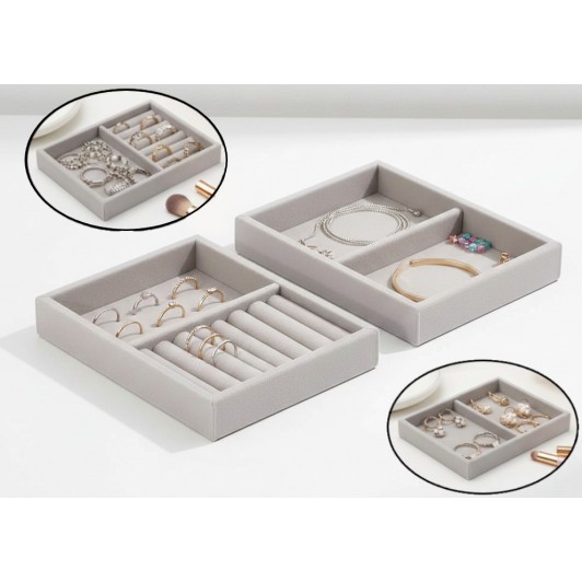 Set 2 cutii organizatoare pentru prezentarea bijuteriilor, 15.5x12x3 cm