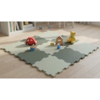 Covor din spuma, puzzle gri verzui, 9 piese, 93x93 cm
