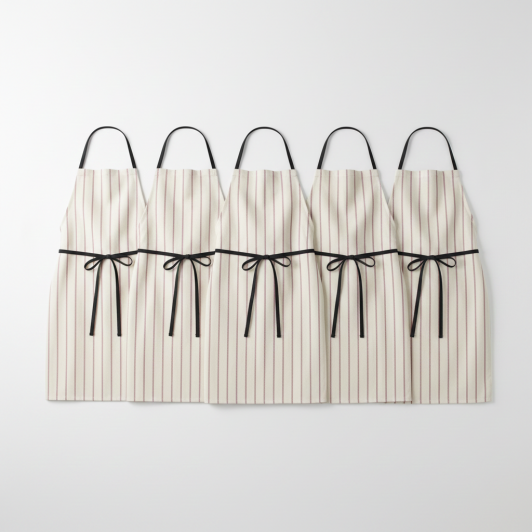 Set 5 buc sort din bumbac, 85x65 cm, crem dungi, utilizare Horeca, pentru restaurante sau cafenele