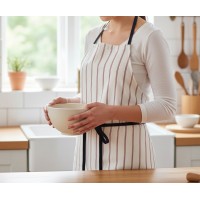 Set 5 buc sort din bumbac, 85x65 cm, crem dungi, utilizare Horeca, pentru restaurante sau cafenele