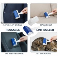 Rola scame, reutilizabila, silicon aderent, cu capac si maner ergonomic, curatare haine si textile