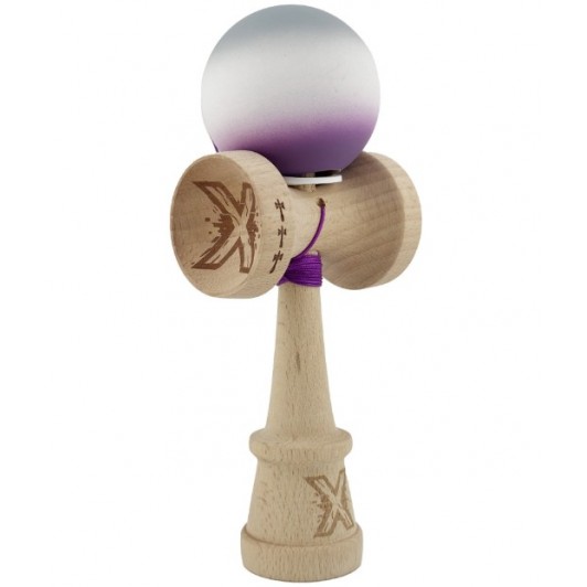 Kendama X Originala, Profesionala, Rubber Grip, Cupe Mari KING SIZE V3, Alb/Mov