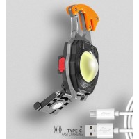 Breloc Multifunctional, Kit Supravietuire, Lanterna, Bricheta, Fluier, ABS/Aluminiu, Alimentare USB