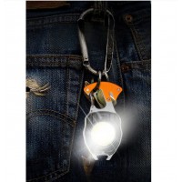 Breloc Multifunctional, Kit Supravietuire, Lanterna, Bricheta, Fluier, ABS/Aluminiu, Alimentare USB