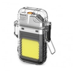 Lanterna tip Breloc cu Bricheta cu arc electric, 3 Moduri Iluminare, 300 mAh, USB-C, Raza 50 - 100 m
