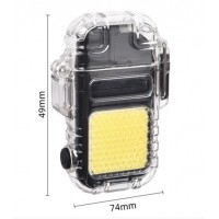 Lanterna tip Breloc cu Bricheta cu arc electric, 3 Moduri Iluminare, 300 mAh, USB-C, Raza 50 - 100 m