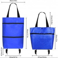 Geanta Pliabila, 2 in 1, Carucior cu Roti, pentru Cumparaturi, 19 l, Albastru, Plastic, 39x46x12 cm