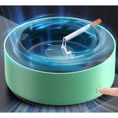 Scrumiera inteligenta cu purificator de aer, incarcare USB, Absorbtie Fum, 14,5 x 14 x 7,5 cm, Verde