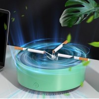 Scrumiera inteligenta cu purificator de aer, incarcare USB, Absorbtie Fum, 14,5 x 14 x 7,5 cm, Verde