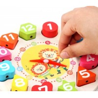 Jucarie Educativ, Tip Montessori, Model Ceas Leu, din Lemn, + 36 Luni, 12 Piese, 17 cm, Multicolor Jucarie Educativ, Tip Montessori, Model Ceas Leu, din Lemn, + 36 Luni, 12 Piese, 17 cm, Multicolor