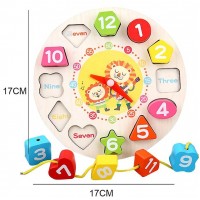 Jucarie Educativ, Tip Montessori, Model Ceas Leu, din Lemn, + 36 Luni, 12 Piese, 17 cm, Multicolor Jucarie Educativ, Tip Montessori, Model Ceas Leu, din Lemn, + 36 Luni, 12 Piese, 17 cm, Multicolor