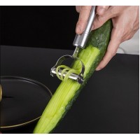 Accesorii de Curatat Decojit Fructe Legume, 3 Piese, Feliator Cutit Decojitor, Inox
