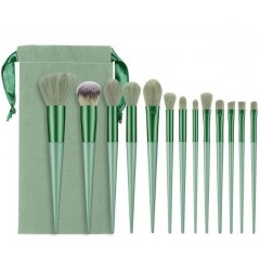 Set 13 pensule pentru machiaj, super soft, makeup profesional/incepatori, verde
