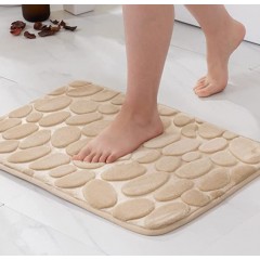 Covoras pentru Baie Antiderapant, Uscare Rapida, Model 3D Piatra, 40x60 cm, Bej