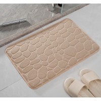 Covoras pentru Baie Antiderapant, Uscare Rapida, Model 3D Piatra, 40x60 cm, Bej