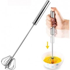 Mixer manual, rotire prin apasare, pentru oua, smantana, frisca, otel inoxidabil, 29x7 cm Mixer manual, rotire prin apasare, pentru oua, smantana, frisca, otel inoxidabil, 29x7 cm