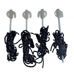 Set 4 buc, franghie cu cuie, ancorare Corturi, Pavilion, Copertine, franghie 3 m, cuie 20 cm
