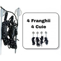 Set 4 buc, franghie cu cuie, ancorare Corturi, Pavilion, Copertine, franghie 3 m, cuie 20 cm