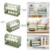 Suport organizator Oua, verde transparent, capacitate 20 oua, doua niveluri, 25.5x10x17 cm