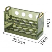 Suport organizator Oua, verde transparent, capacitate 20 oua, doua niveluri, 25.5x10x17 cm