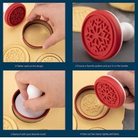 Set 6 stampile prajituri, silicon, taietor aluat inclus, 6 cm, maner tamper din plastic