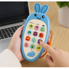 Jucarie Interactiva Telefon Inteligent, Model Morcov, Functii Educative, Muzicale si Voce, 19x11 cm