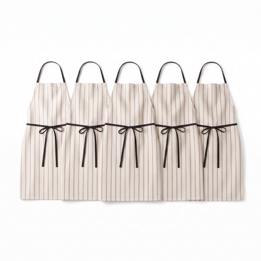 Set 5 buc sort din bumbac, 85x65 cm, crem dungi, utilizare Horeca, pentru restaurante sau cafenele