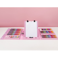 Set 208 Piese, pentru Pictura si Desen, Tip Servieta, 3-12 Ani, 32.6 x 27.7 x 6 cm, Roz