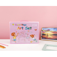 Set 208 Piese, pentru Pictura si Desen, Tip Servieta, 3-12 Ani, 32.6 x 27.7 x 6 cm, Roz