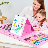 Set 208 Piese, pentru Pictura si Desen, Tip Servieta, 3-12 Ani, 32.6 x 27.7 x 6 cm, Roz