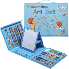 Set 208 Piese, pentru Pictura si Desen, Tip Servieta, 3-12 Ani, 32.6 x 27.7 x 6 cm, Albastru