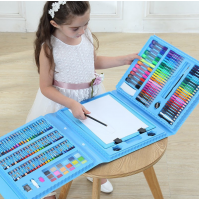 Set 208 Piese, pentru Pictura si Desen, Tip Servieta, 3-12 Ani, 32.6 x 27.7 x 6 cm, Albastru