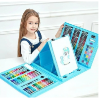 Set 208 Piese, pentru Pictura si Desen, Tip Servieta, 3-12 Ani, 32.6 x 27.7 x 6 cm, Albastru