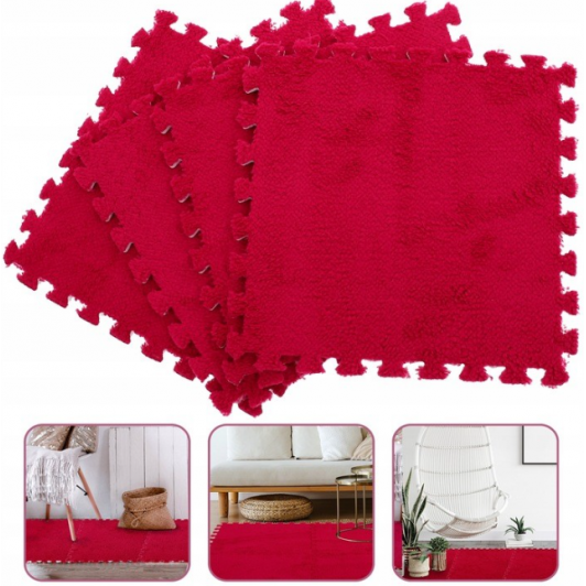 Covor din spuma pufos, puzzle rosu, 10 piese, 30x30x1 cm Covor din spuma pufos, puzzle rosu, 10 piese, 30x30x1 cm