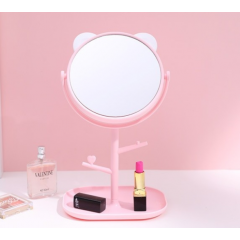 Oglina Cosmetica, Rotire 360 Grade, 15 cm Diametru, Suport Bijuterii Baza + 2 Brate pentru Accesorii