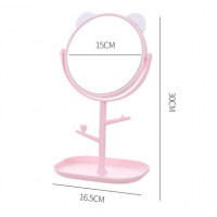 Oglina Cosmetica, Rotire 360 Grade, 15 cm Diametru, Suport Bijuterii Baza + 2 Brate pentru Accesorii