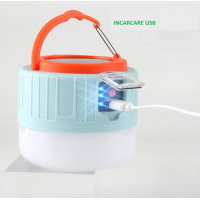 Lampa Portabila, Incarcare Solara+USB, Afisaj Inteligent al Bateriei, Raza 32 mp, 6x9x11 cm