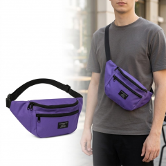 Borseta mov, 2 buzunare, brau sau crossbody, curea reglabila 40 - 58 cm
