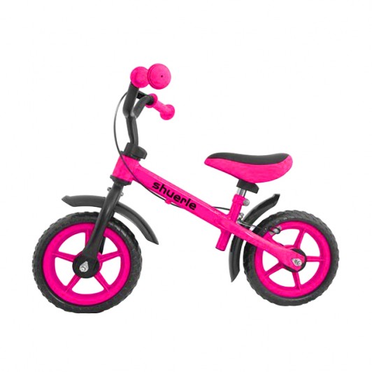 Bicicleta fara pedale, 2 - 6 ani, 12 inch, Roz, Cu frana, Sezut reglabil