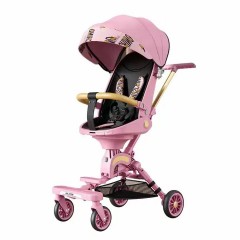 Carucior bebe 0-36 luni, Rotativ 360 grade, Pozitie somn, Protectie UV, Roz