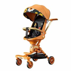 Carucior bebe 0-36 luni, Pozitie somn, Rotativ 360 grade, Protectie UV, Portocaliu