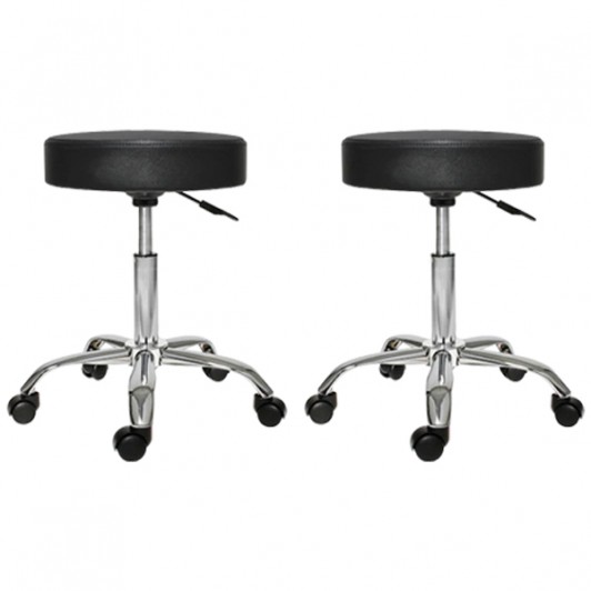 Set 2x Scaun rotativ pentru salon, Taburet hidraulic pe roti Negru