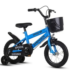 Bicicleta pentru copii cu roti ajutatoare si frane, 16 inch, Albastru