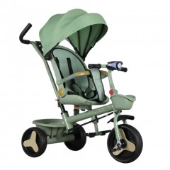 Tricicleta copii 4 in 1 cu maner parental, Stil carucior, Scaun pliabil pe spate, Verde, 1-5 ani