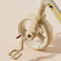 Bicicleta cu roti ajutatoare 2 - 4 ani, Crem, 10 inch, 2 in 1 Transformabila fara pedale, Echipament