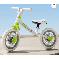 Bicicleta echilibru 2 - 5 ani, Alba, 12 inch, Fara pedale pentru incepatori, Echipament protectie