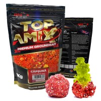 Set 5 monturi crap cu momitor și nada TOP AMIX Groundbait de căpșună 1kg