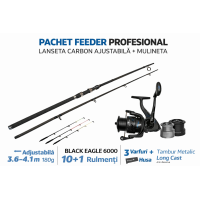 Pachet Lanseta Carbon Ajustabila 3.6–4.1m 180g  Mulineta BLACK EAGLE 6000 10+1