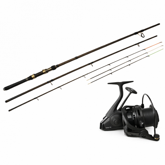 Pachet Feeder Profesional 3.3–3.9 m Carbon 180g + Mulineta EastShark Superior PRO 5500 Worm Shaft